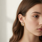 Pearl Round Gold Stud Earrings