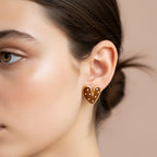 Chocolate Heart Polka Dot Stud Earrings
