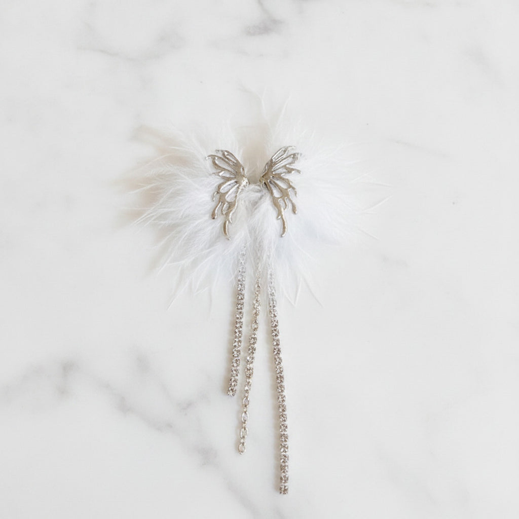 Feather Butterfly Rhinestone Drop Earrings - Jianyou Accessories – jewelry (view 2)