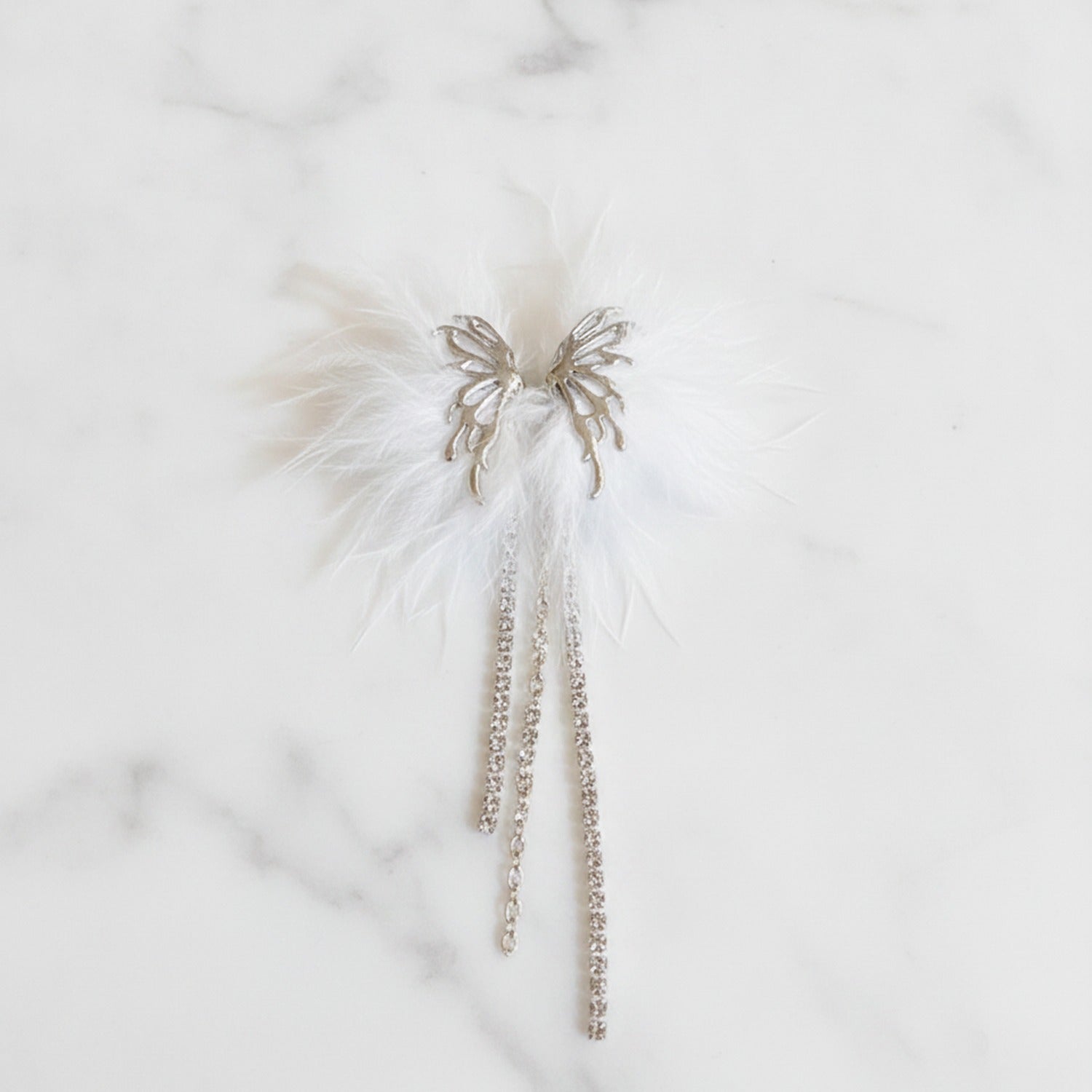 Feather Butterfly Rhinestone Drop Earrings - Jianyou Accessories – jewelry (view 2)