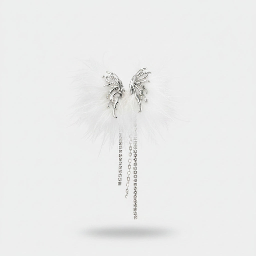 Feather Butterfly Rhinestone Drop Earrings - Jianyou Accessories – jewelry (view 1)