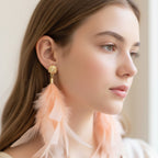 White Feather Butterfly Rhinestone Drop Earrings