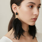 White Feather Butterfly Rhinestone Drop Earrings