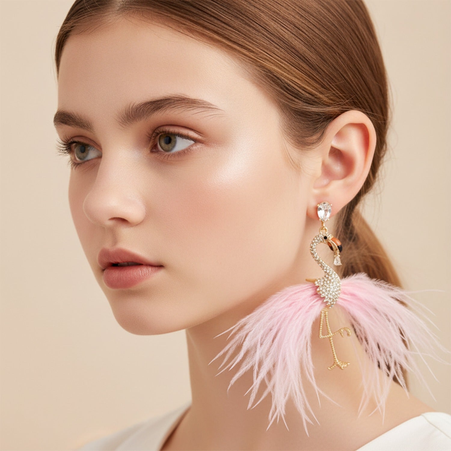 Feather Butterfly Rhinestone Drop Earrings - Jianyou Accessories 5
