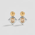 Gold Ball Stud Earrings With Champagne Crystal – jewelry (view 1)