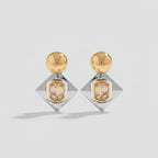 Gold Ball Stud Earrings With Champagne Crystal – jewelry (view 1)