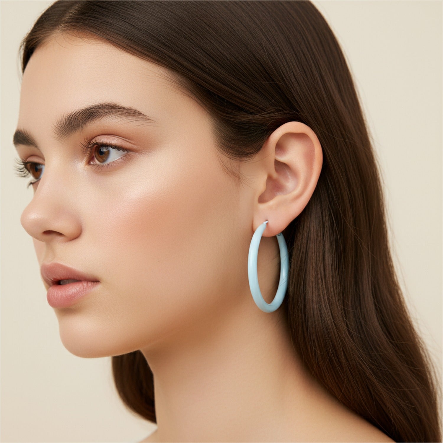 Pink Chunky Hoop Earrings with Metal Cross
