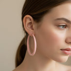 Pink Chunky Hoop Earrings with Metal Cross