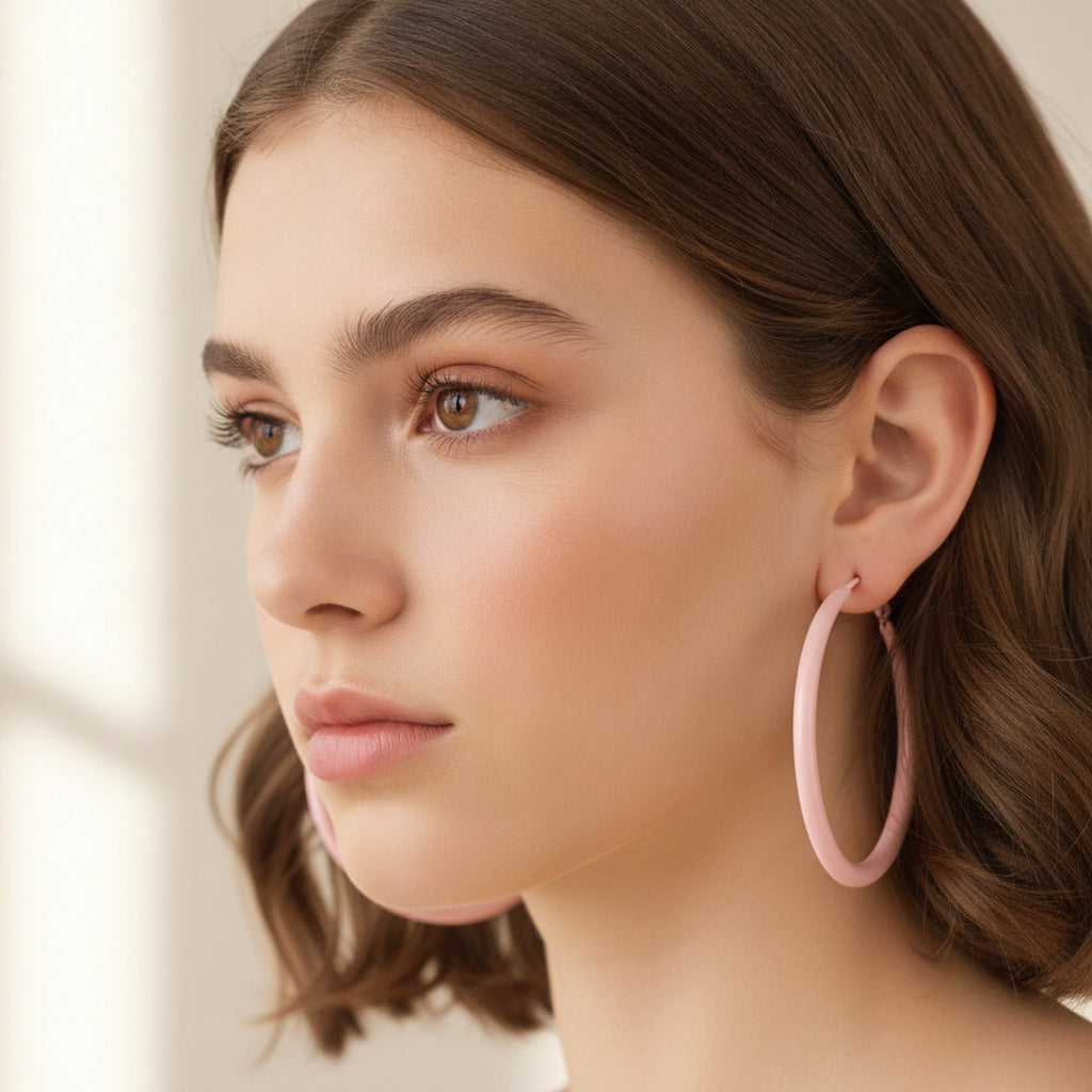 Chunky Hoop Earrings with Metal Cross - Jianyou Accessories