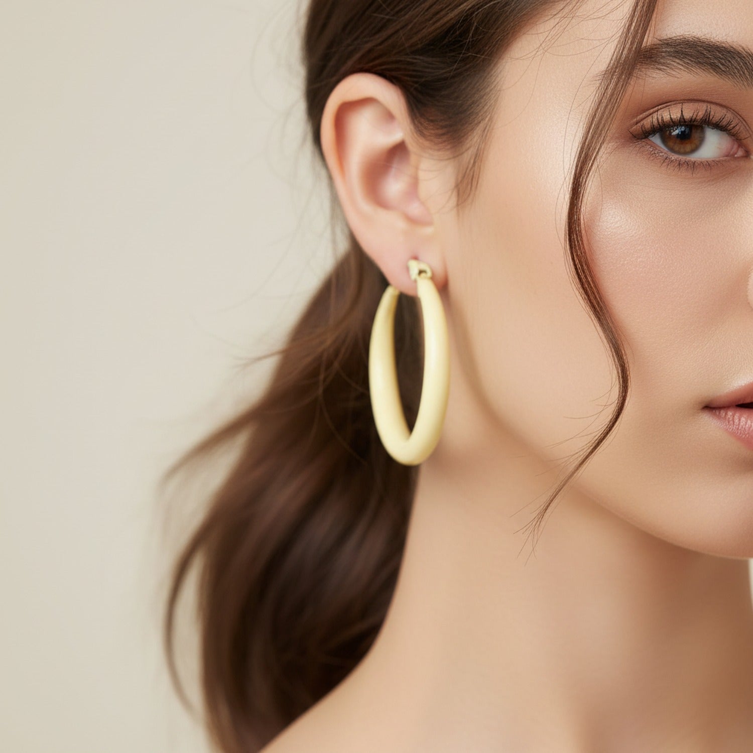 Pink Chunky Hoop Earrings with Metal Cross