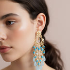 Turquoise Beaded Chandelier Drop Earrings