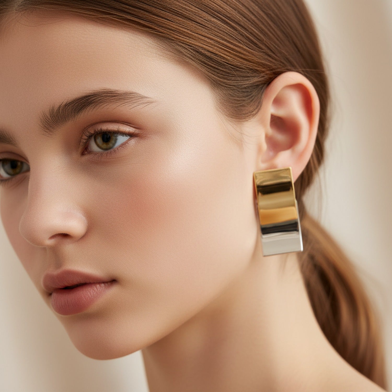 Gold Square Mirror Block Earrings