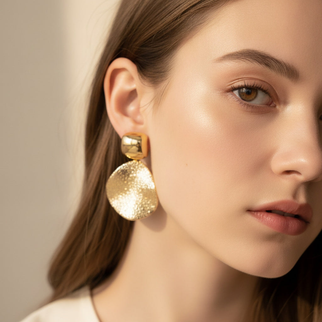 Chunky Textured Ball Drop Earrings - Jianyou Accessories 2 – jewelry (view 3)