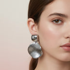 Silver Chunky Textured Ball Drop Earrings