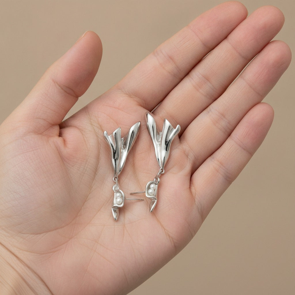 Organic Pearl Drop Dangle Earrings – jewelry (view 3)