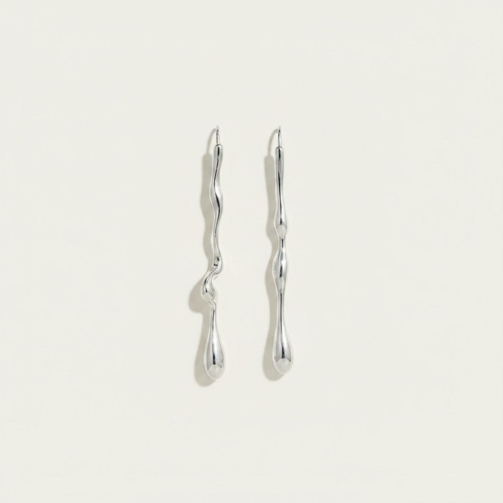 Wavy Liquid Metal Drop Earrings – jewelry (view 1)