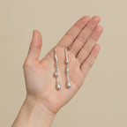 Wavy Liquid Metal Drop Earrings – jewelry (view 3)