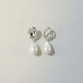 Abstract Metal Baroque Pearl Dangle Earrings – jewelry (view 1)