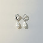 Abstract Metal Baroque Pearl Dangle Earrings – jewelry (view 1)