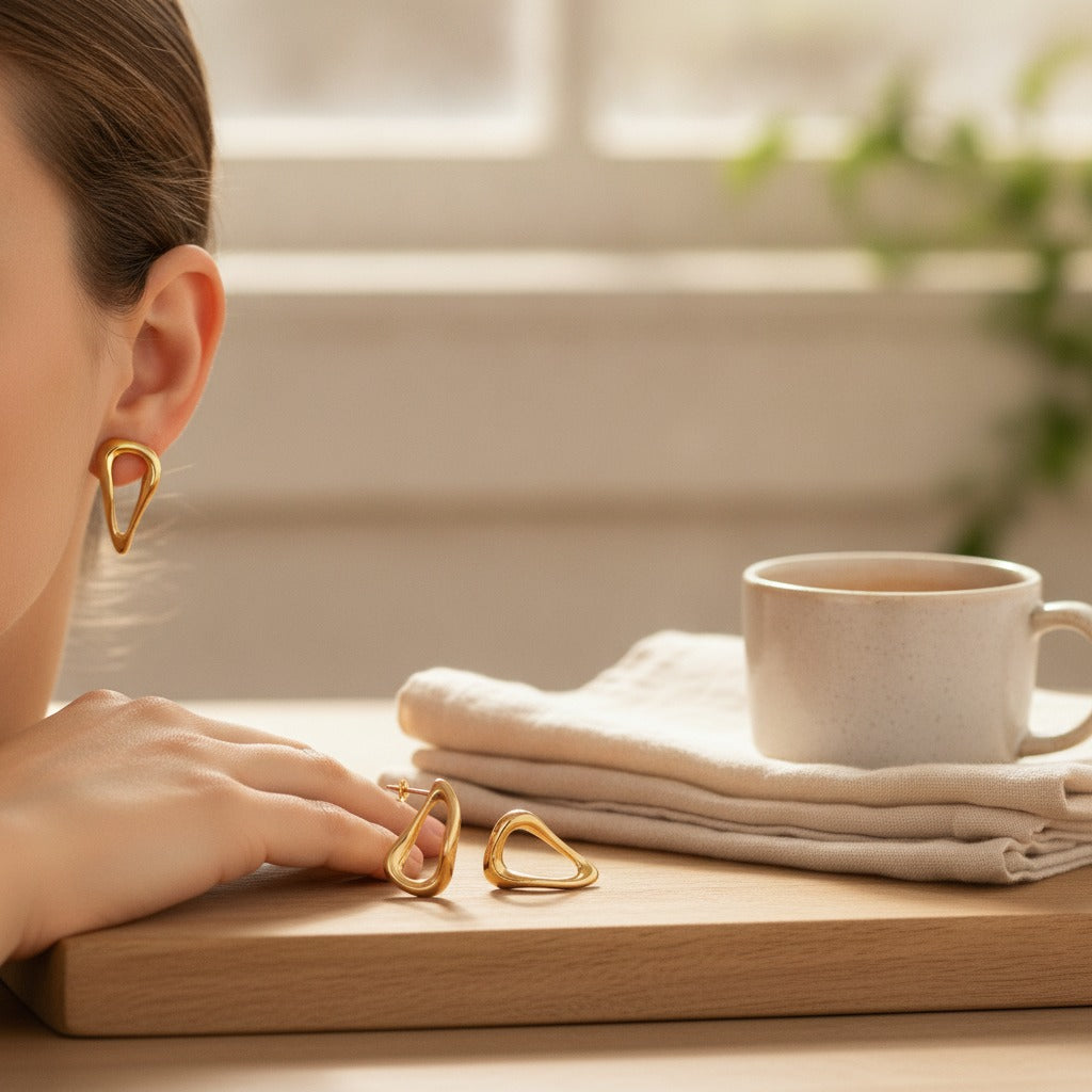 Fluid Abstract Drop Stud Earrings – jewelry (view 2)