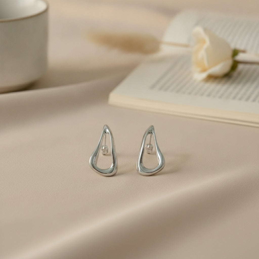 Modern Sculptural Teardrop Stud Earrings – jewelry (view 2)
