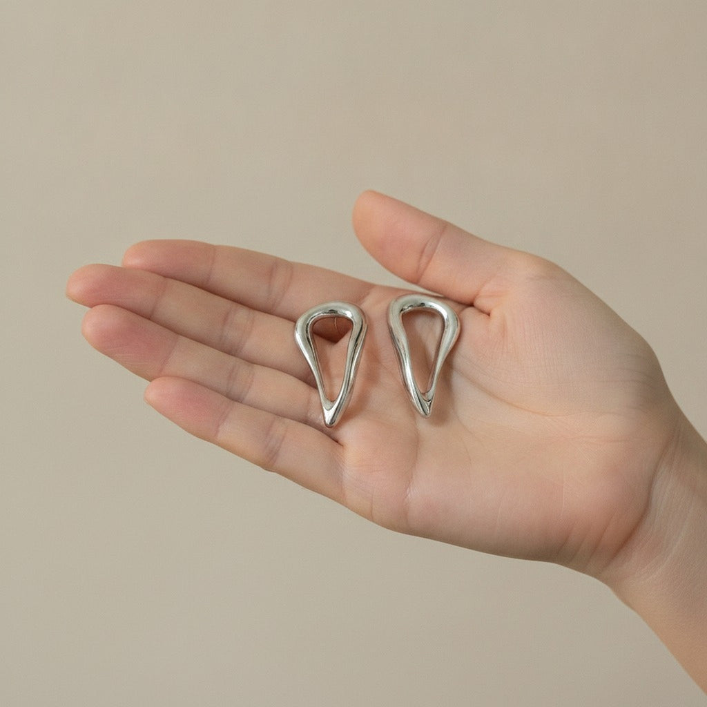 Modern Sculptural Teardrop Stud Earrings – jewelry (view 3)