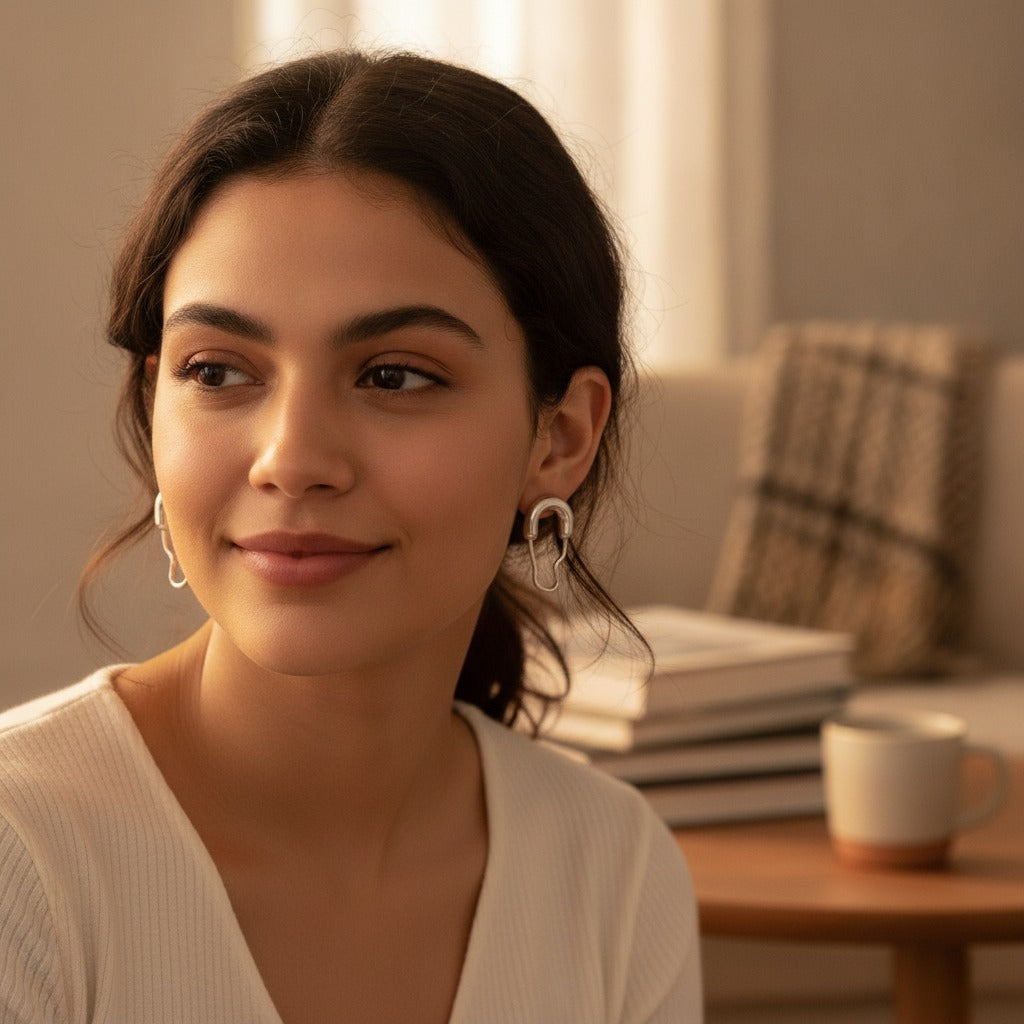 Chic Safety Pin Hoop Earrings – jewelry (view 2)