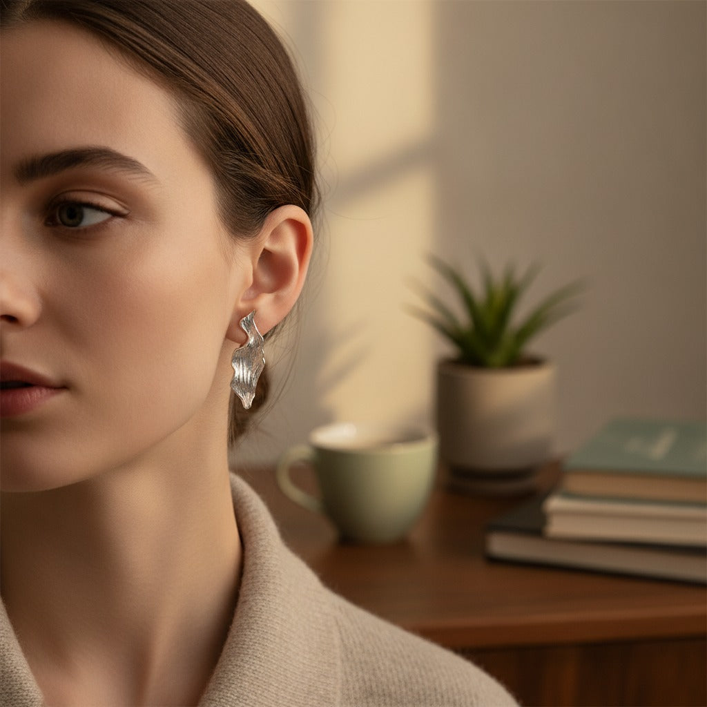 Sculptural Textured Post Earrings – jewelry (view 2)