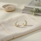 Gold Studded C-Hoop Earrings – jewelry (view 2)