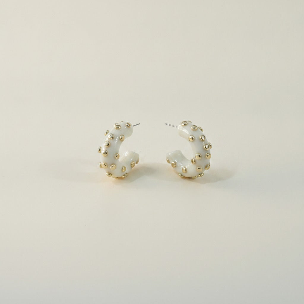 Gold Studded C-Hoop Earrings – jewelry (view 1)