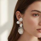 Petal Flower Shell Disc Drop Earrings