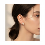 Gold Chunky H-Shape Rhinestone Earrings