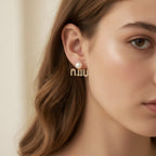Pearl and Rhinestone Initial Letter Stud Earrings - Default