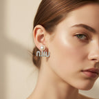 Pearl and Rhinestone Initial Letter Stud Earrings
