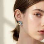 Multicolor Square Crystal Stud Earrings