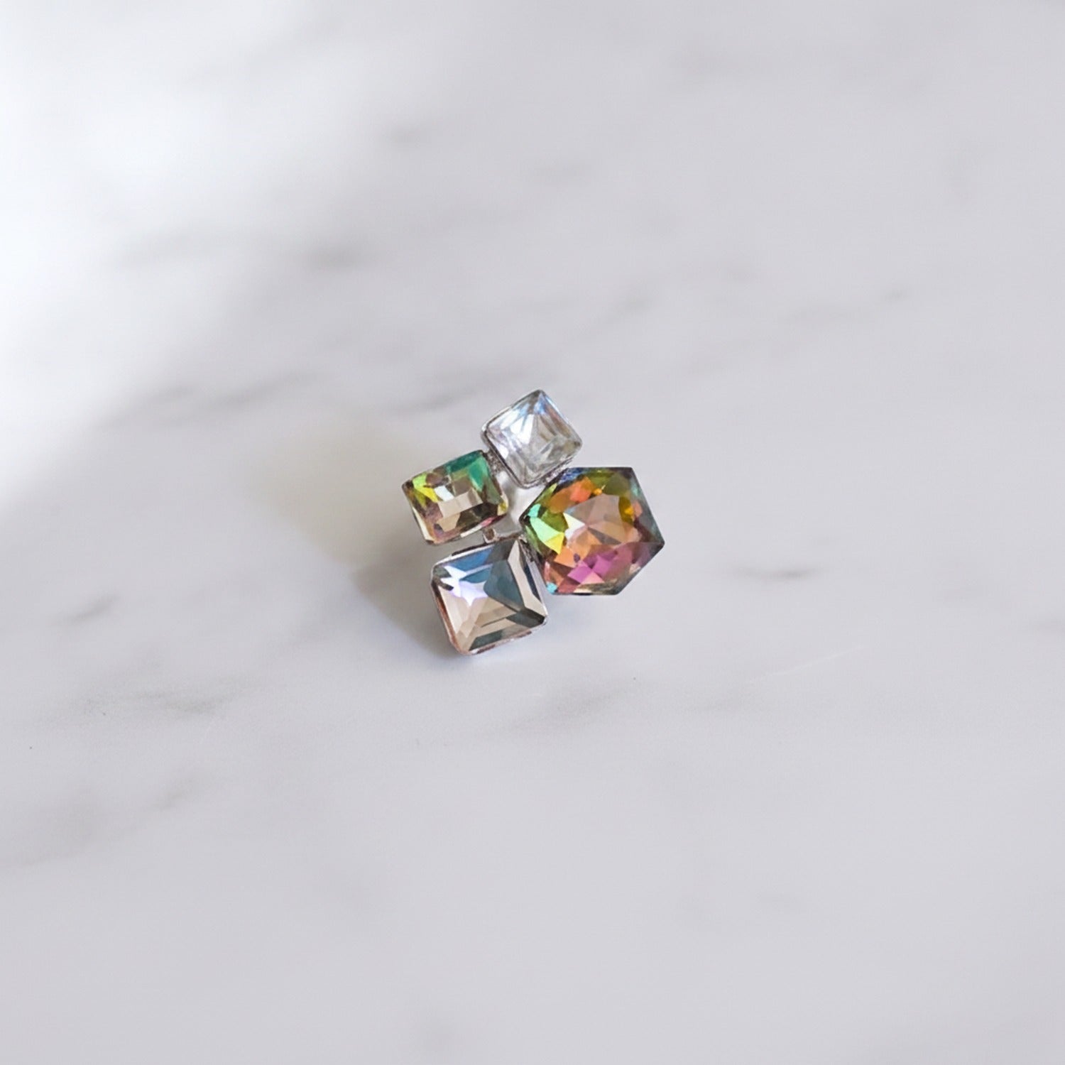 Multicolor Square Crystal Stud Earrings