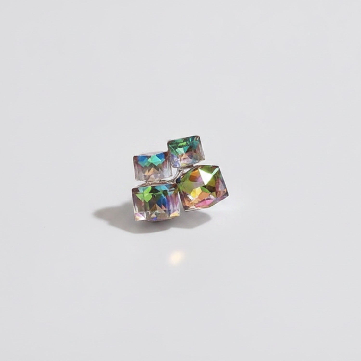 Multicolor Square Crystal Stud Earrings