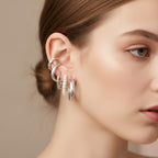 Pearl and Crystal Hoop Earring Set - Default – jewelry (view 4)