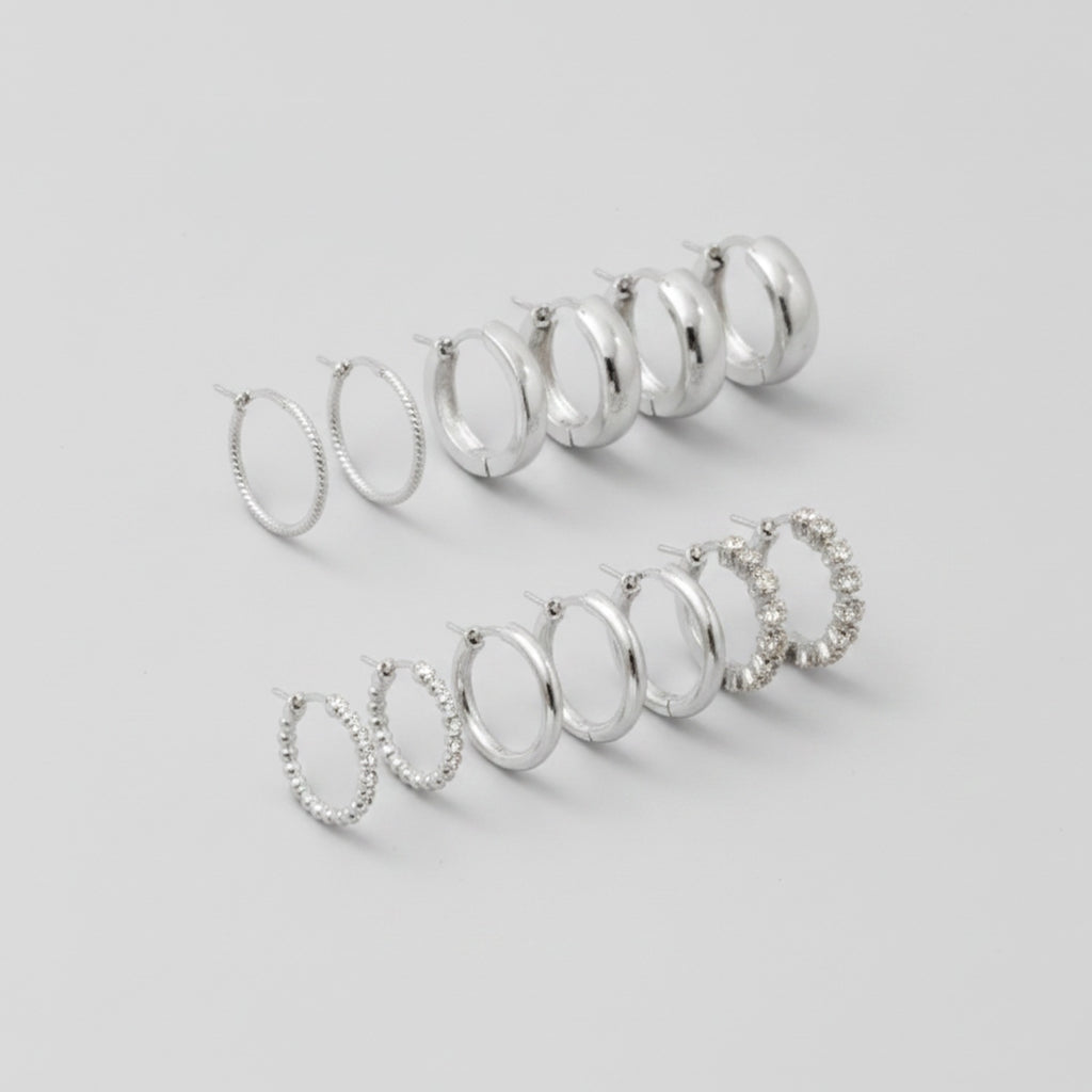 Pearl and Crystal Hoop Earring Set - Default 2