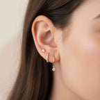 Gold Crystal Charm Hoop Earring Set