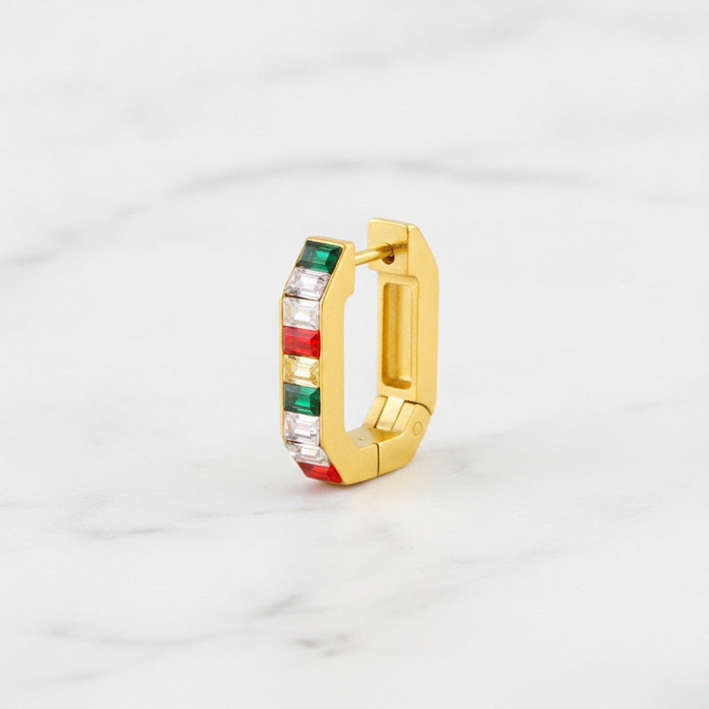 Gem Chunky Hoop Earrings - Rainbow Gems