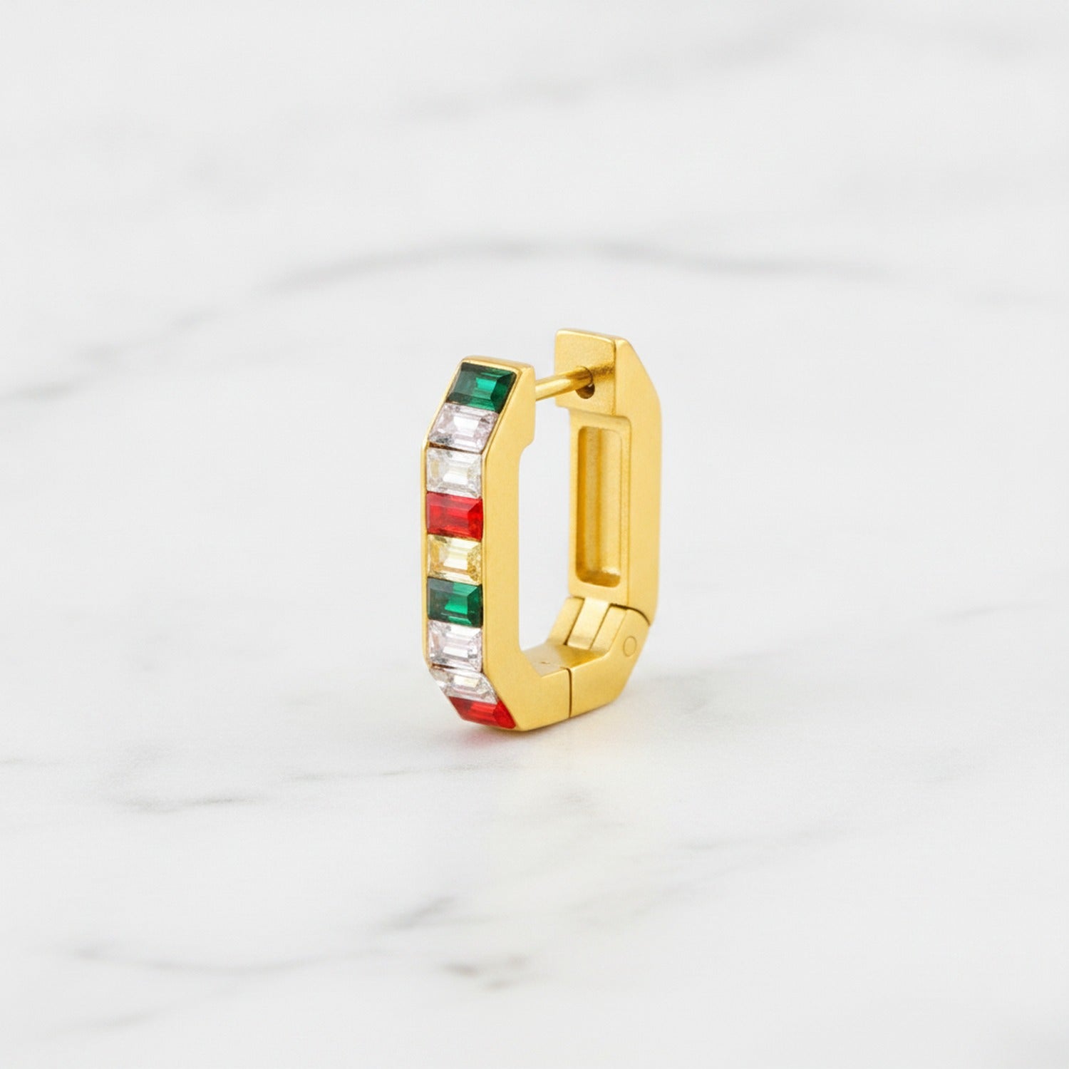 Gem Chunky Hoop Earrings - Rainbow Gems