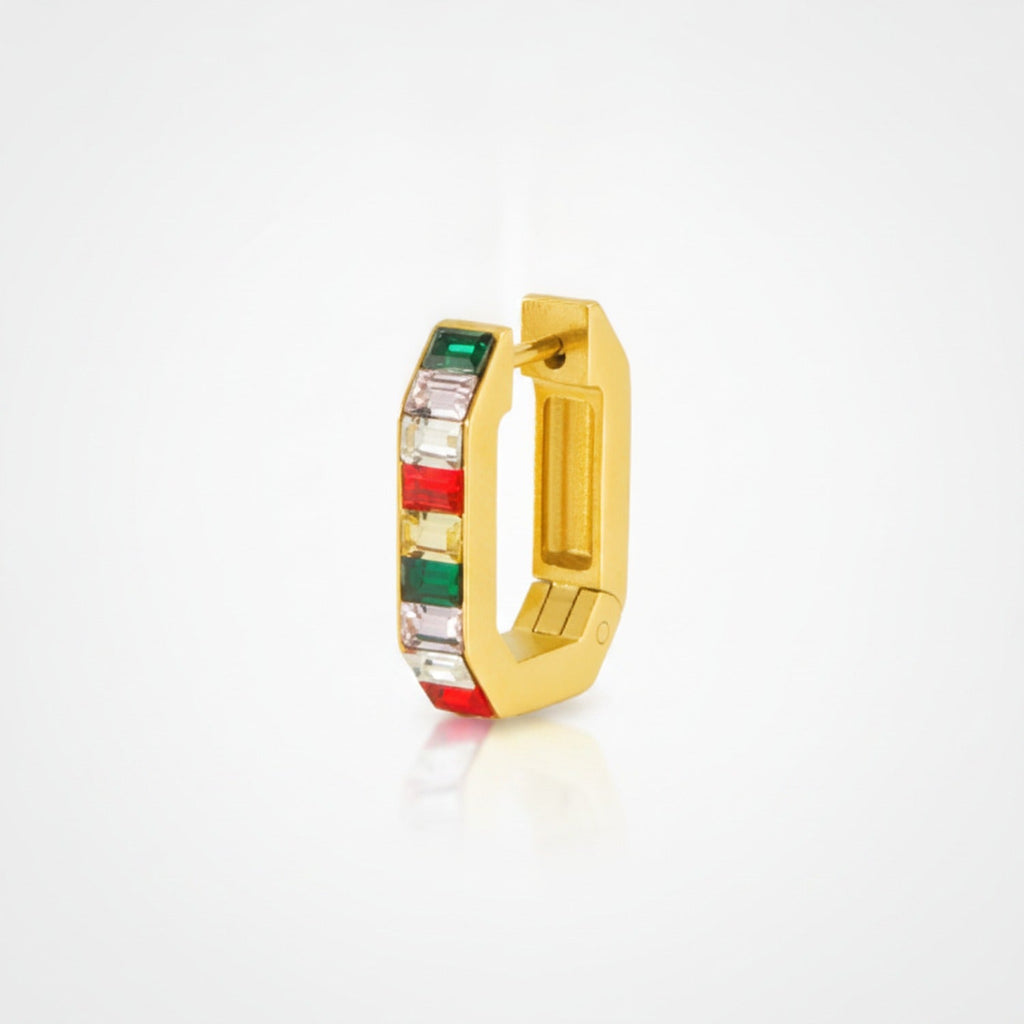 Gem Chunky Hoop Earrings - Rainbow Gems