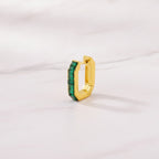 Gem Chunky Hoop Earrings - Emerald Green