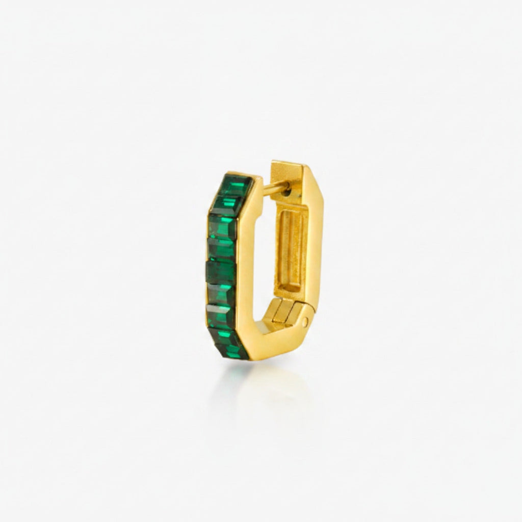 Gem Chunky Hoop Earrings - Emerald Green
