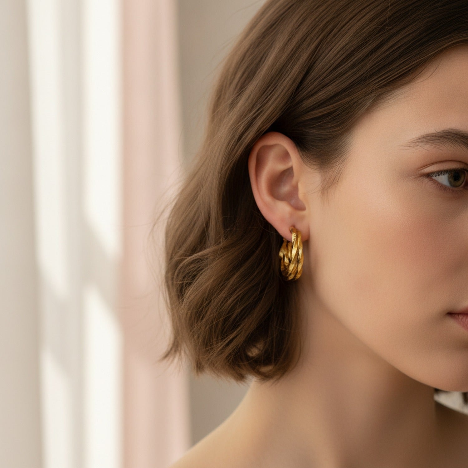 Twisted Gold Hoop Earrings