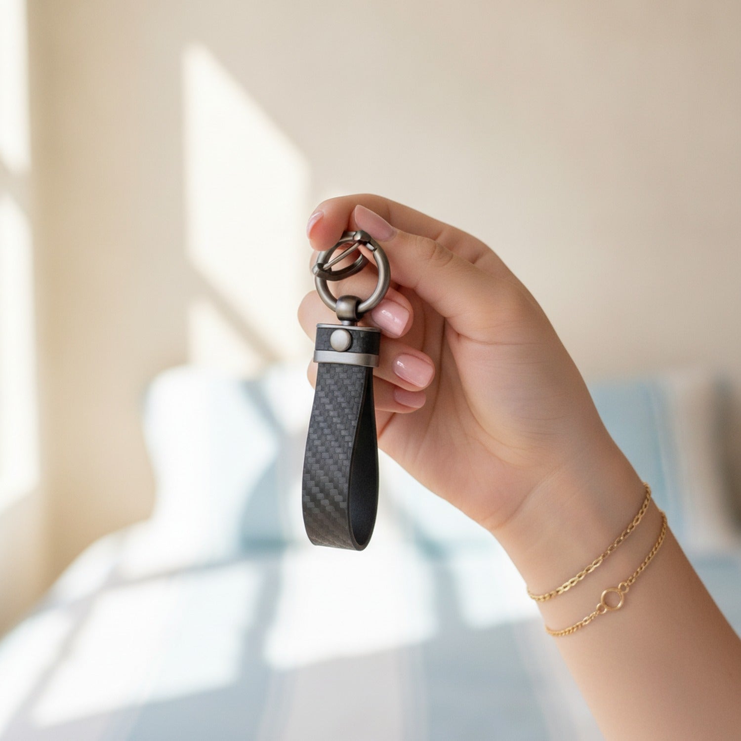 Textured Tube Keychain with Metal Hardware - Black – novelty & toys (view 3)
