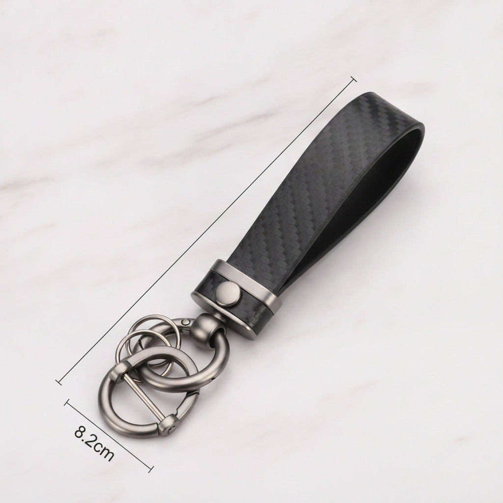 Textured Tube Keychain with Metal Hardware - Black