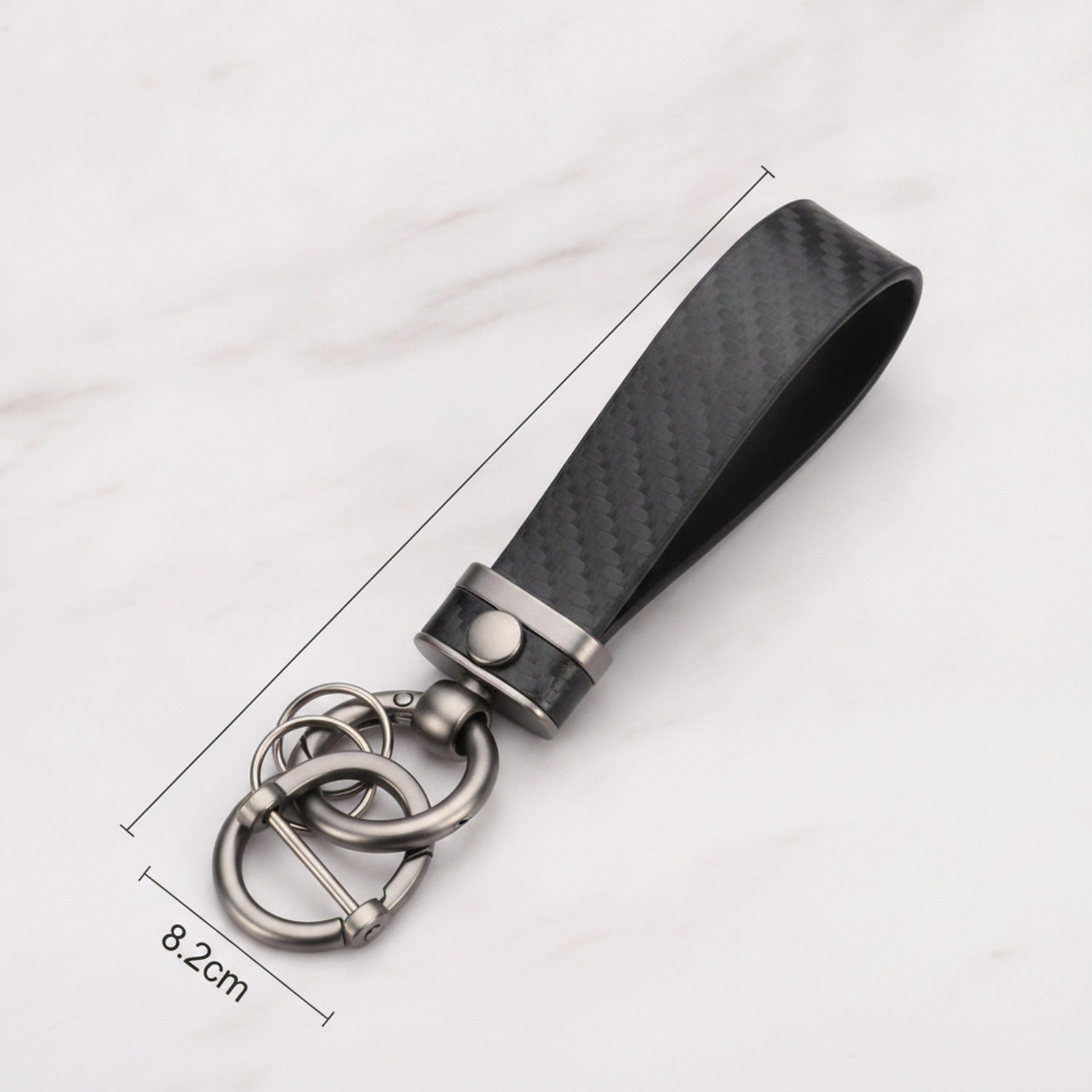 Textured Tube Keychain with Metal Hardware - Black