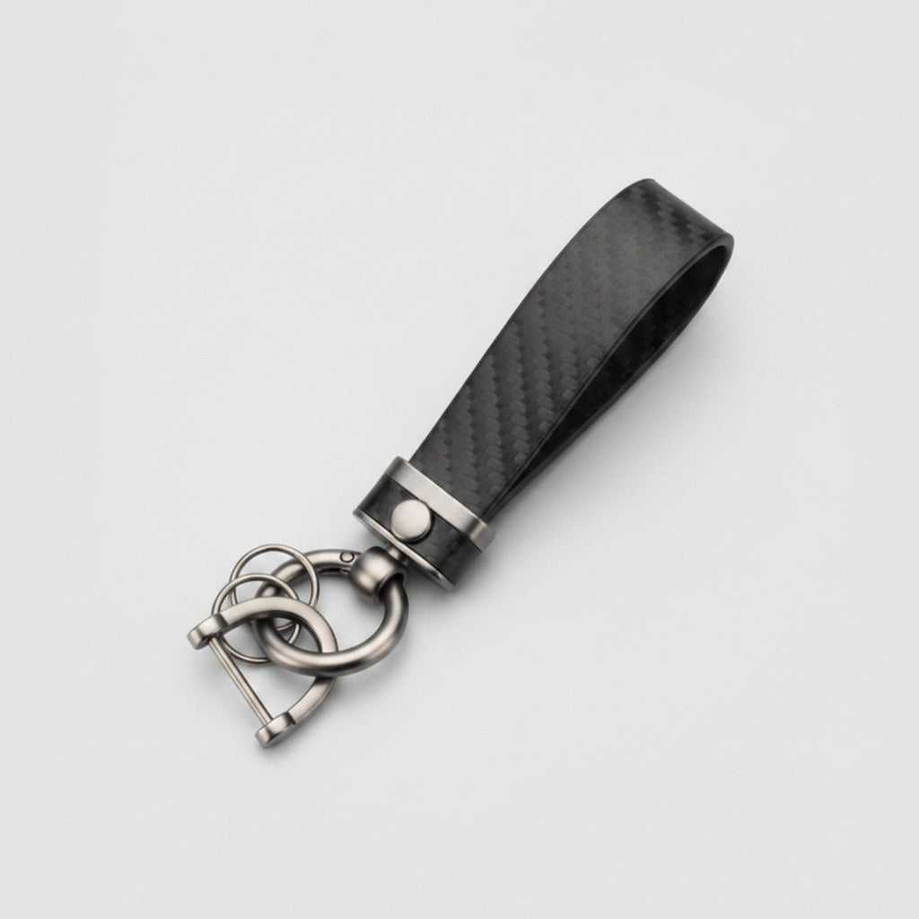Textured Tube Keychain with Metal Hardware - Black